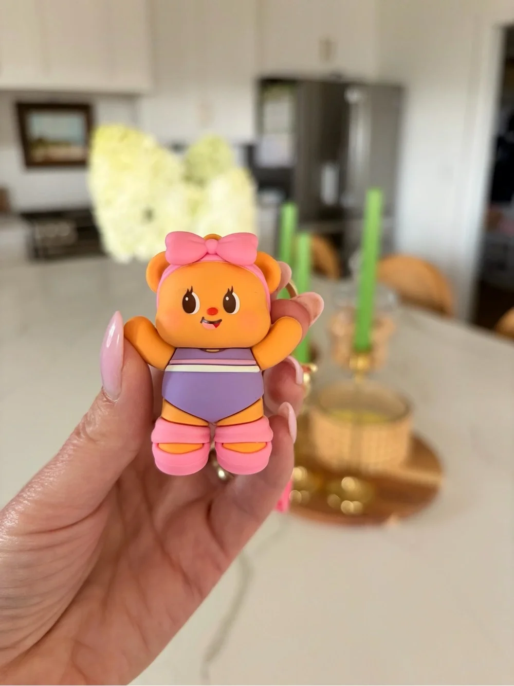Adorable Butter Bear Keychain Set, Pink, Green, Blue Straps - Series 2 FULL SET